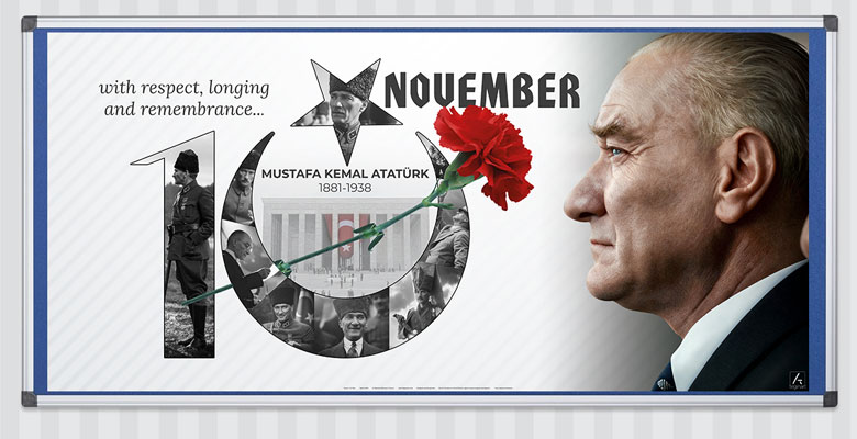 İngilizce Yazılı 10 Kasım Hazır Pano ve Poster Tasarımları