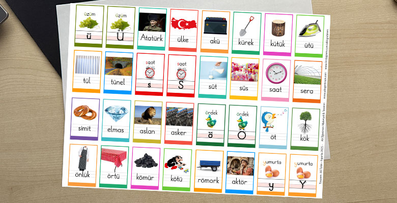 ÜSÖYDZ Ses Grubu Resimli Kelime Defter Etiketleri